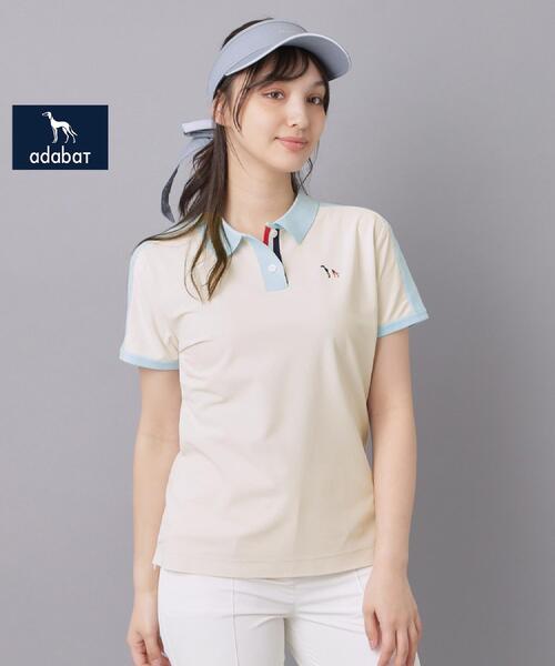 adabat(アダバット)の「【ADABAT NAVY】ニット切替ポロシャツ(ポロシャツ・レディース・ライトベージュ/ブラック・42/40/38)」の3枚目の写真