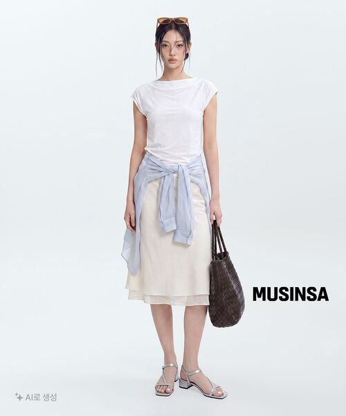 MUSINSA STANDARD WOMAN（ムシンサスタンダードウーマン）の「ウィメンズダブルレイヤーミディスカート[アイボリー]（スカート・レディース・その他・X-SMALL/SMALL/MEDIUM/LARGE）」の7枚目の写真
