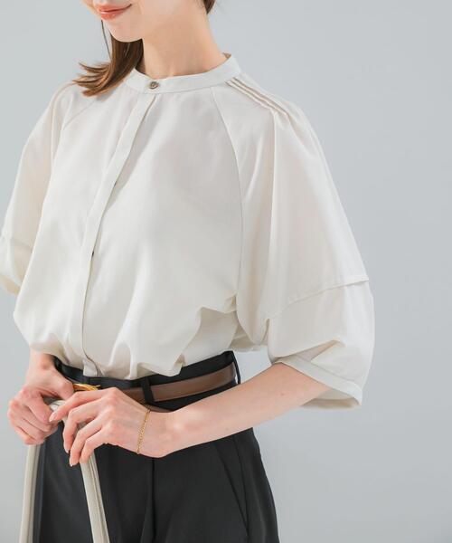 URBAN RESEARCH ROSSO WOMEN(アーバンリサーチ ロッソ)の「『WEB/一部店舗限定』UVカットウォッシャブルリネン混シャツブラウス(シャツ/ブラウス・レディース・イエロー/オフホワイト/ブラウン/ブルー系その他/ネイビー・FREE)」の18枚目の写真