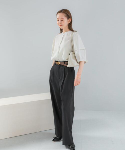 URBAN RESEARCH ROSSO WOMEN(アーバンリサーチ ロッソ)の「『WEB/一部店舗限定』UVカットウォッシャブルリネン混シャツブラウス(シャツ/ブラウス・レディース・イエロー/オフホワイト/ブラウン/ブルー系その他/ネイビー・FREE)」の20枚目の写真
