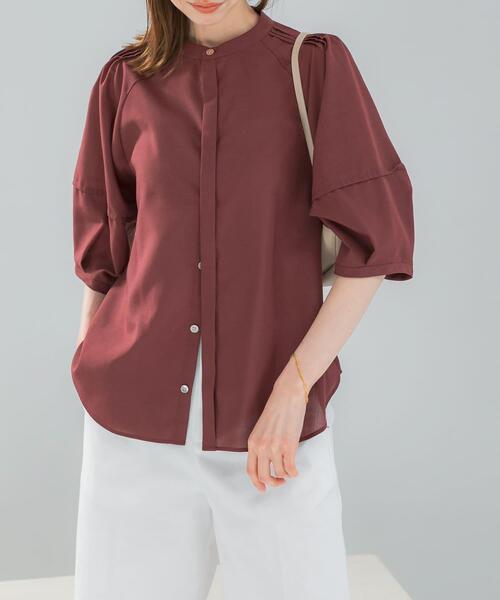 URBAN RESEARCH ROSSO WOMEN（アーバンリサーチ　ロッソ）の「『WEB/一部店舗限定』UVカットウォッシャブルリネン混シャツブラウス（シャツ/ブラウス・レディース・イエロー/オフホワイト/ブラウン/ブルー系その他/ネイビー・FREE）」の10枚目の写真