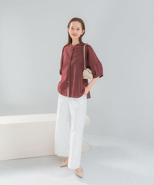 URBAN RESEARCH ROSSO WOMEN（アーバンリサーチ　ロッソ）の「『WEB/一部店舗限定』UVカットウォッシャブルリネン混シャツブラウス（シャツ/ブラウス・レディース・イエロー/オフホワイト/ブラウン/ブルー系その他/ネイビー・FREE）」の14枚目の写真