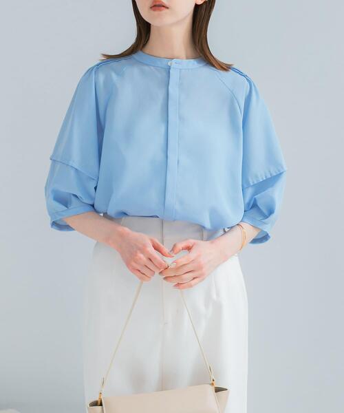 URBAN RESEARCH ROSSO WOMEN（アーバンリサーチ　ロッソ）の「『WEB/一部店舗限定』UVカットウォッシャブルリネン混シャツブラウス（シャツ/ブラウス・レディース・イエロー/オフホワイト/ブラウン/ブルー系その他/ネイビー・FREE）」の17枚目の写真