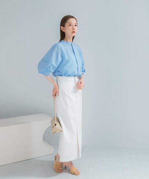 URBAN RESEARCH ROSSO WOMEN（アーバンリサーチ　ロッソ）の「『WEB/一部店舗限定』UVカットウォッシャブルリネン混シャツブラウス（シャツ/ブラウス・レディース・イエロー/オフホワイト/ブラウン/ブルー系その他/ネイビー・FREE）」の20枚目の写真