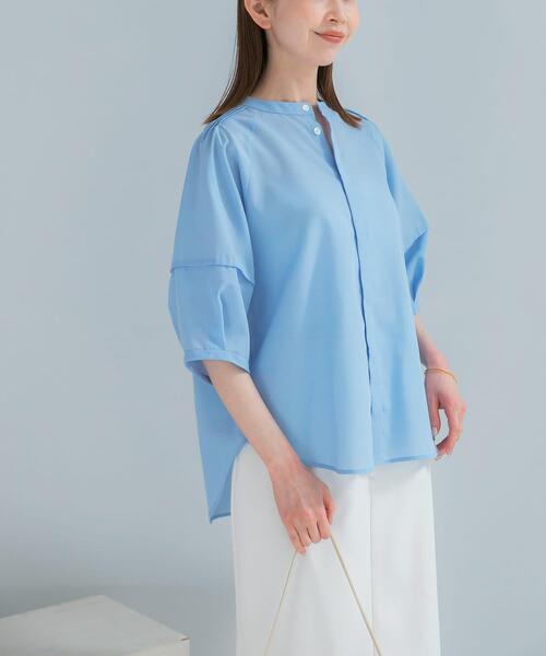 URBAN RESEARCH ROSSO WOMEN（アーバンリサーチ　ロッソ）の「『WEB/一部店舗限定』UVカットウォッシャブルリネン混シャツブラウス（シャツ/ブラウス・レディース・イエロー/オフホワイト/ブラウン/ブルー系その他/ネイビー・FREE）」の21枚目の写真