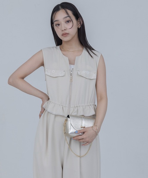 Eimee Law(エイミーロウ)の「ウエストフリル オールインワン(つなぎ/オールインワン・レディース・ブラック/ライトベージュ・FREE)」の8枚目の写真
