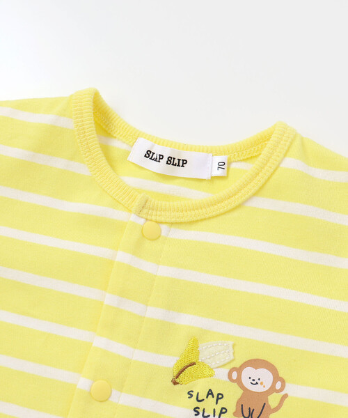 SLAP SLIP BABY（スラップスリップベビー）の「【お揃い】お尻フルーツモチーフパッチボーダー天竺カバーオールベビー(60~80cm)（ロンパース・キッズ・レッド系その他/イエロー系その他・80ｃｍ/60cm/70cm）」の11枚目の写真