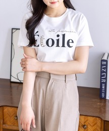 CLEAR BASIC | 【6色展開】プリントパールロゴTシャツ［骨格ストレート／きれいめ／大人カジュアル／シンプル］(Tシャツ/カットソー)
