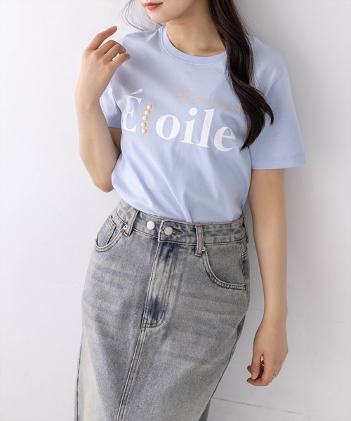 CLEAR BASIC（クリアベーシック）の「【6色展開】プリントパールロゴTシャツ［骨格ストレート／きれいめ／大人カジュアル／シンプル］（Tシャツ/カットソー・レディース・グレー/サックスブルー/ネイビー/ホワイト系その他/ブラック/ホワイト系その他2・F）」の6枚目の写真