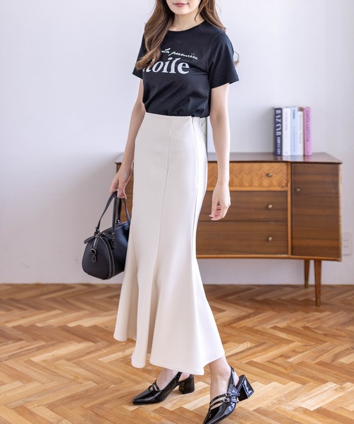 CLEAR BASIC（クリアベーシック）の「【6色展開】プリントパールロゴTシャツ［骨格ストレート／きれいめ／大人カジュアル／シンプル］（Tシャツ/カットソー・レディース・グレー/サックスブルー/ネイビー/ホワイト系その他/ブラック/ホワイト系その他2・F）」の12枚目の写真