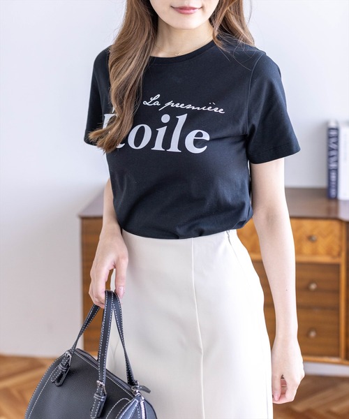 CLEAR BASIC（クリアベーシック）の「【6色展開】プリントパールロゴTシャツ［骨格ストレート／きれいめ／大人カジュアル／シンプル］（Tシャツ/カットソー・レディース・グレー/サックスブルー/ネイビー/ホワイト系その他/ブラック/ホワイト系その他2・F）」の8枚目の写真