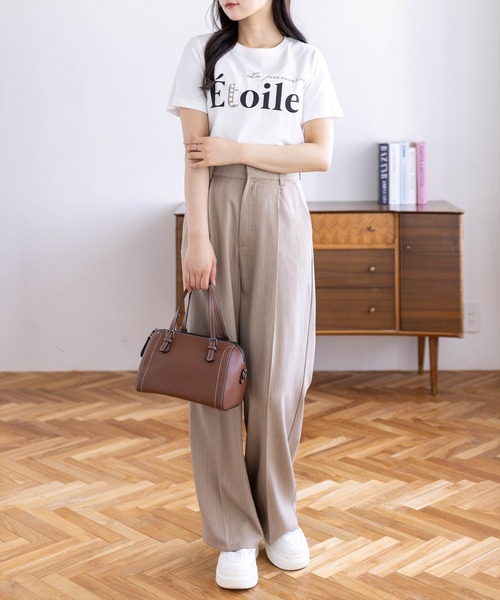 CLEAR BASIC（クリアベーシック）の「【6色展開】プリントパールロゴTシャツ［骨格ストレート／きれいめ／大人カジュアル／シンプル］（Tシャツ/カットソー・レディース・グレー/サックスブルー/ネイビー/ホワイト系その他/ブラック/ホワイト系その他2・F）」の17枚目の写真