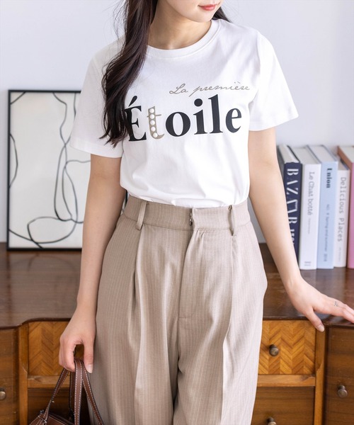 CLEAR BASIC（クリアベーシック）の「【6色展開】プリントパールロゴTシャツ［骨格ストレート／きれいめ／大人カジュアル／シンプル］（Tシャツ/カットソー・レディース・グレー/サックスブルー/ネイビー/ホワイト系その他/ブラック/ホワイト系その他2・F）」の16枚目の写真