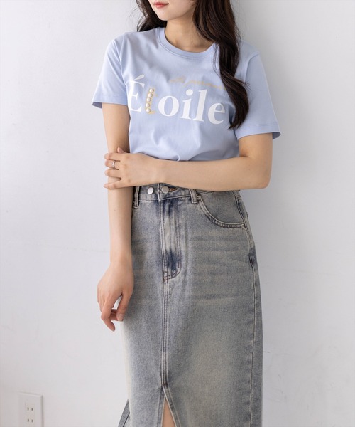 CLEAR BASIC（クリアベーシック）の「【6色展開】プリントパールロゴTシャツ［骨格ストレート／きれいめ／大人カジュアル／シンプル］（Tシャツ/カットソー・レディース・グレー/サックスブルー/ネイビー/ホワイト系その他/ブラック/ホワイト系その他2・F）」の21枚目の写真