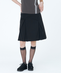 Accordion side pleats midi skirt BLACK