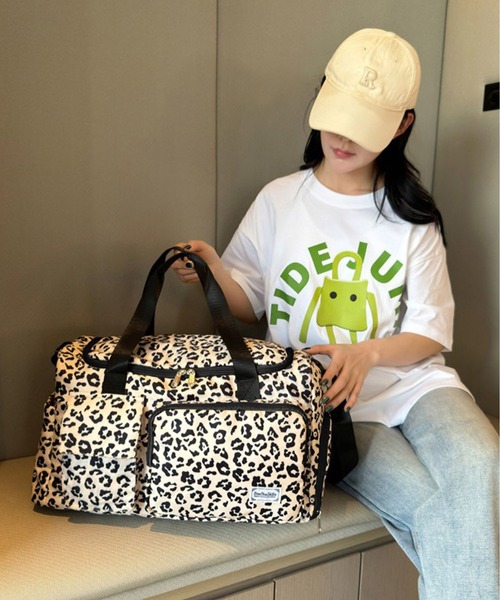 LA VORAGINE(ラ ヴォラジネ)の「アウトポケット レオパードヒョウ柄 コーデュロイ ボストンバッグ トラベル旅行ジムバッグ(ボストンバッグ・レディース・ベージュ/ブラウン/グリーン/ブルー・FREE)」の10枚目の写真