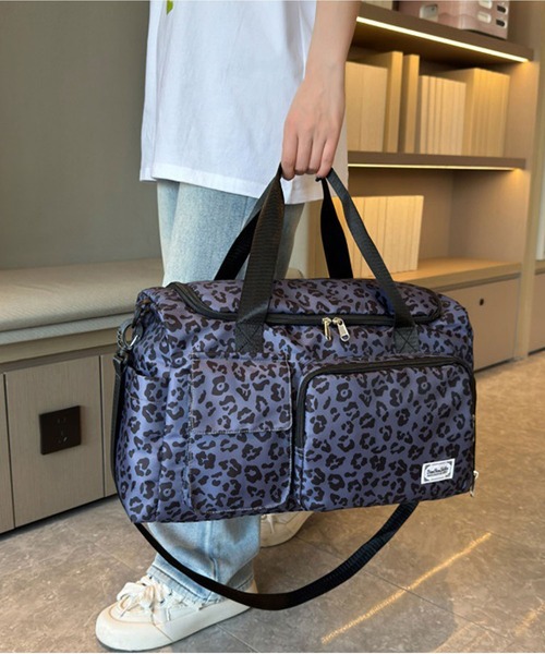 LA VORAGINE(ラ ヴォラジネ)の「アウトポケット レオパードヒョウ柄 コーデュロイ ボストンバッグ トラベル旅行ジムバッグ(ボストンバッグ・レディース・ベージュ/ブラウン/グリーン/ブルー・FREE)」の7枚目の写真