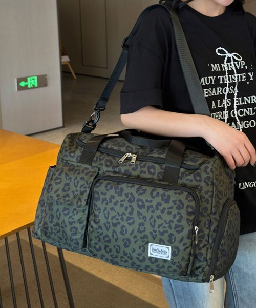 LA VORAGINE(ラ ヴォラジネ)の「アウトポケット レオパードヒョウ柄 コーデュロイ ボストンバッグ トラベル旅行ジムバッグ(ボストンバッグ・レディース・ベージュ/ブラウン/グリーン/ブルー・FREE)」の13枚目の写真