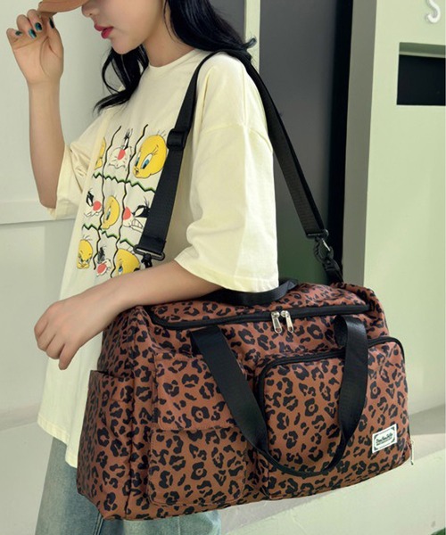 LA VORAGINE(ラ ヴォラジネ)の「アウトポケット レオパードヒョウ柄 コーデュロイ ボストンバッグ トラベル旅行ジムバッグ(ボストンバッグ・レディース・ベージュ/ブラウン/グリーン/ブルー・FREE)」の11枚目の写真