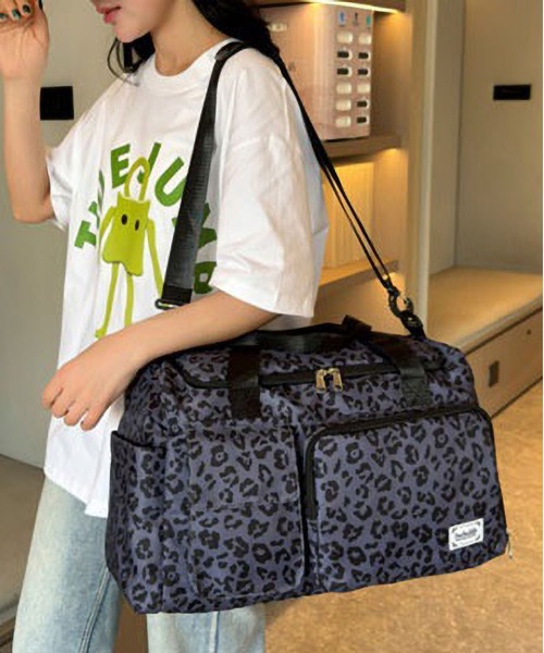 LA VORAGINE(ラ ヴォラジネ)の「アウトポケット レオパードヒョウ柄 コーデュロイ ボストンバッグ トラベル旅行ジムバッグ(ボストンバッグ・レディース・ベージュ/ブラウン/グリーン/ブルー・FREE)」の5枚目の写真