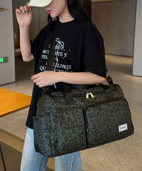 LA VORAGINE(ラ ヴォラジネ)の「アウトポケット レオパードヒョウ柄 コーデュロイ ボストンバッグ トラベル旅行ジムバッグ(ボストンバッグ・レディース・ベージュ/ブラウン/グリーン/ブルー・FREE)」の12枚目の写真