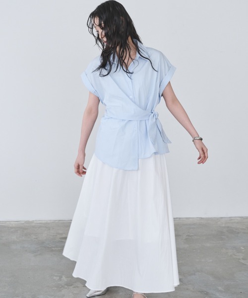 Anclear oui（アンクリアウィ）の「ギャザーフレアスカート（スカート・レディース・White/Black・F）」の4枚目の写真