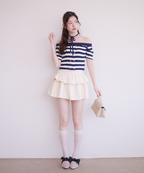 fupel(フぺル)の「2way border knit tops / 2wayボーダーニットトップス(ニット/セーター・レディース・ネイビー/グレイッシュベージュ・FREE)」の20枚目の写真