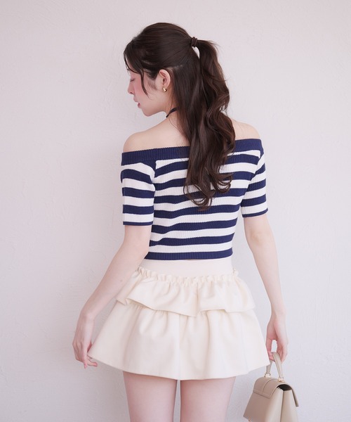 fupel(フぺル)の「2way border knit tops / 2wayボーダーニットトップス(ニット/セーター・レディース・ネイビー/グレイッシュベージュ・FREE)」の10枚目の写真