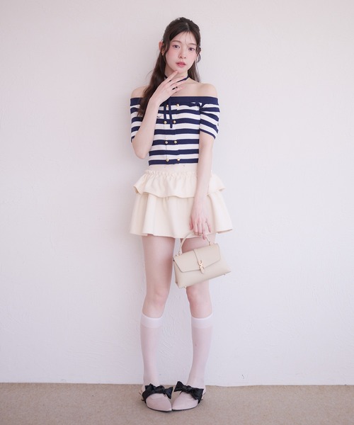 fupel(フぺル)の「2way border knit tops / 2wayボーダーニットトップス(ニット/セーター・レディース・ネイビー/グレイッシュベージュ・FREE)」の18枚目の写真