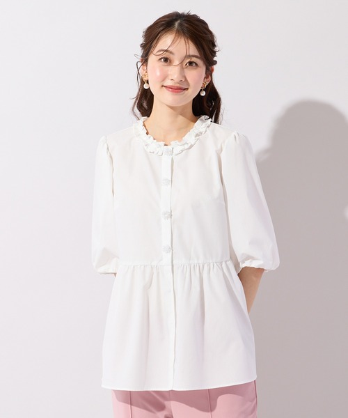 Rose Tiara（ローズティアラ）の「異素材切替ペプラムブラウス（シャツ/ブラウス・レディース・オフホワイト・38/42）」の8枚目の写真