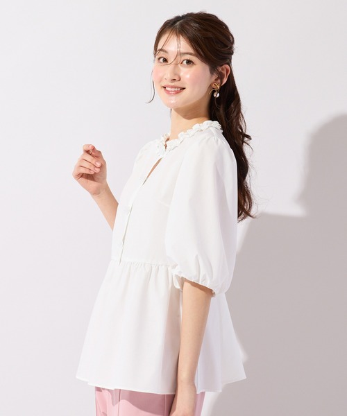 Rose Tiara（ローズティアラ）の「異素材切替ペプラムブラウス（シャツ/ブラウス・レディース・オフホワイト・38/42）」の9枚目の写真