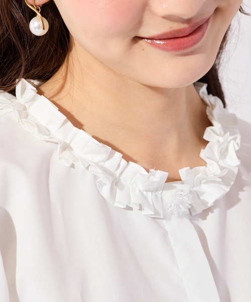 Rose Tiara（ローズティアラ）の「異素材切替ペプラムブラウス（シャツ/ブラウス・レディース・オフホワイト・38/42）」の12枚目の写真