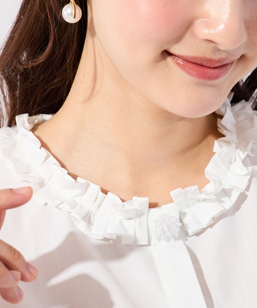 Rose Tiara（ローズティアラ）の「異素材切替ペプラムブラウス（シャツ/ブラウス・レディース・オフホワイト・38/42）」の13枚目の写真