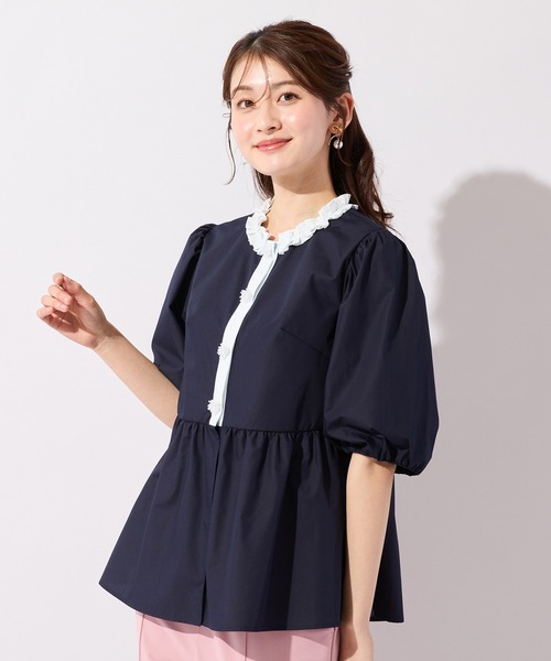 Rose Tiara（ローズティアラ）の「異素材切替ペプラムブラウス（シャツ/ブラウス・レディース・オフホワイト・38/42）」の18枚目の写真