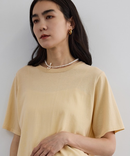 SALON adam et rope'（サロン アダム エ ロペ）の「クールニットプルオーバー / セットアップ対応（Tシャツ/カットソー・レディース・キナリ/サックスブルー/ブラック・FREE）」の2枚目の写真