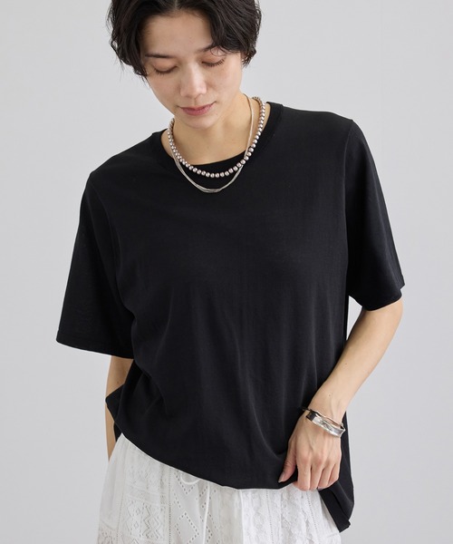 SALON adam et rope'（サロン アダム エ ロペ）の「クールニットプルオーバー / セットアップ対応（Tシャツ/カットソー・レディース・キナリ/サックスブルー/ブラック・FREE）」の16枚目の写真