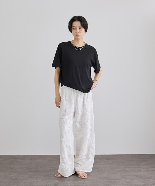SALON adam et rope'（サロン アダム エ ロペ）の「クールニットプルオーバー / セットアップ対応（Tシャツ/カットソー・レディース・キナリ/サックスブルー/ブラック・FREE）」の17枚目の写真