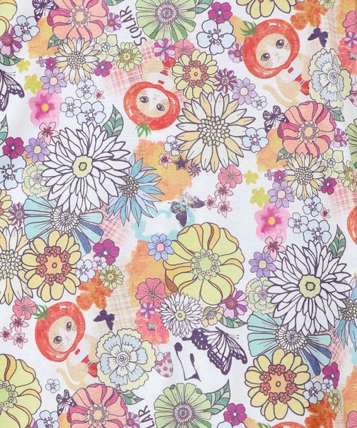 ScoLar(スカラー)の「ScoLar(スカラー) トマトにゃんこ×花柄 接触冷感パーカー(パーカー・レディース・ブラック/オフホワイト・MEDIUM)」の10枚目の写真