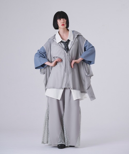 狐独（コドク）の「レースキリカエハカマパンツ/SETUP対応（スラックス・メンズ・ブラック/ライトグレー・MEDIUM/SMALL/LARGE）」の4枚目の写真