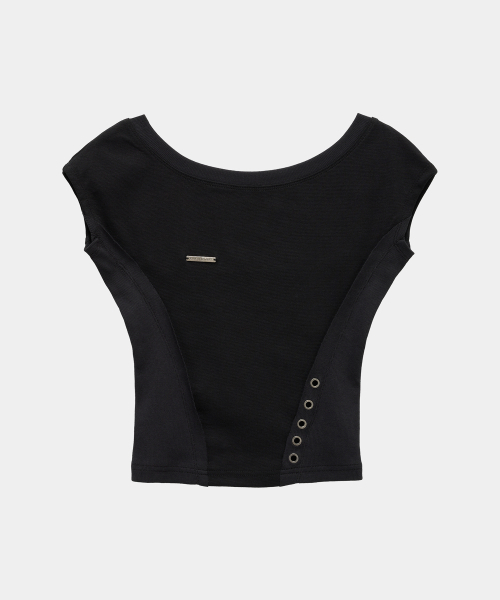 ETRE AU SOMMET(エトレオソメ)の「Pigment Damage Panel Short Top (Black)(Tシャツ/カットソー・レディース・ブラック・FREE)」の8枚目の写真