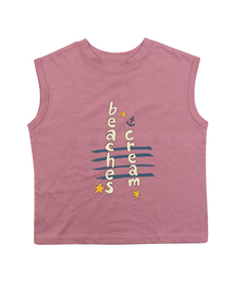 アンカーレタリング 袖なしTシャツ - グレイッシュピンク