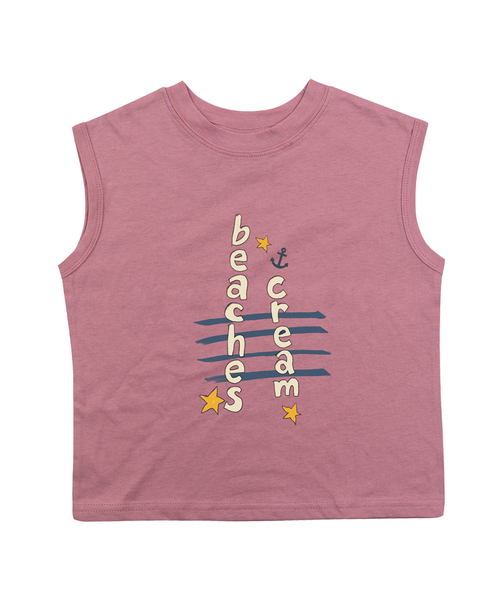 BEACHESAND CREAM KIDS(ビーチスアンドクリームキッズ)の「アンカーレタリング 袖なしTシャツ - グレイッシュピンク(Tシャツ/カットソー・レディース・ピンク・SMALL/MEDIUM/LARGE)」の1枚目の写真