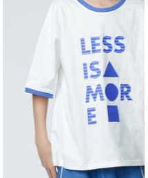 LESS オーバーサイズストライプジュニアリンガーTシャツ_ホワイト