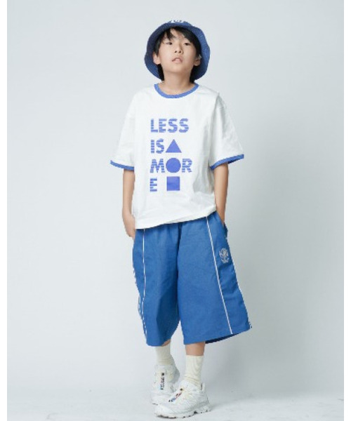 KRNR（クルナル）の「LESS オーバーサイズストライプジュニアリンガーTシャツ_ホワイト（Tシャツ/カットソー・レディース・その他・130/140/150/160）」の2枚目の写真
