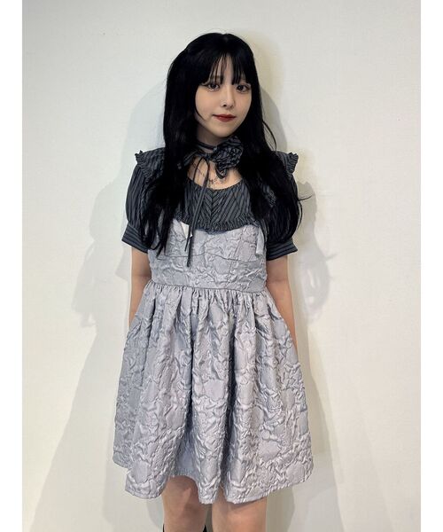 jouetie(ジュエティ)の「ジャガードボリュームキャミワンピース(ワンピース・レディース・ホワイト/ブルー/ブラック・FREE)」の3枚目の写真