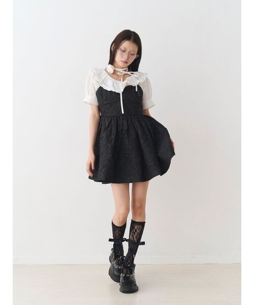 jouetie(ジュエティ)の「ジャガードボリュームキャミワンピース(ワンピース・レディース・ホワイト/ブルー/ブラック・FREE)」の11枚目の写真