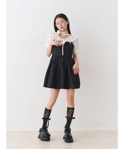 jouetie(ジュエティ)の「ジャガードボリュームキャミワンピース(ワンピース・レディース・ホワイト/ブルー/ブラック・FREE)」の12枚目の写真