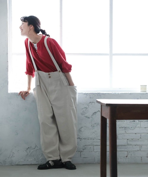 soulberry(ソウルベリー)の「ボタン仕立てのサスペンダーパンツ(サロペット/オーバーオール・レディース・キナリ・LL/3L/4L/5L/M/L)」の9枚目の写真