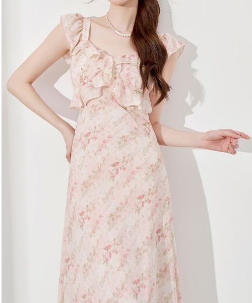 LUCPY(ラクピー)の「フリルフラワーキャミワンピース(ワンピース・レディース・ピンク・X-LARGE/LARGE/MEDIUM/SMALL)」の3枚目の写真