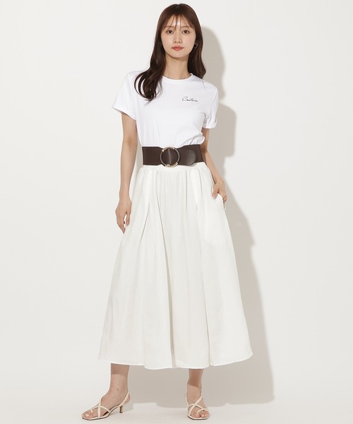 AND COUTURE(アンドクチュール)の「リネンタックフレアパンツ(その他パンツ・レディース・ブラック/ブラウン系その他/オフホワイト・FREE)」の1枚目の写真